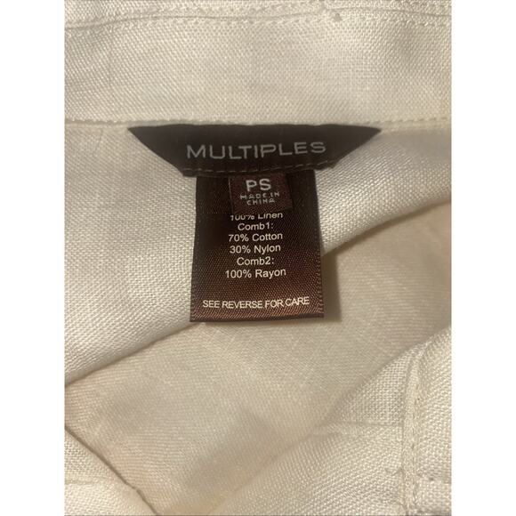 Multiples Petite Small Jacket Womens Cream Linen/lace Long Sleeve Cottagecore - Picture 6 of 9